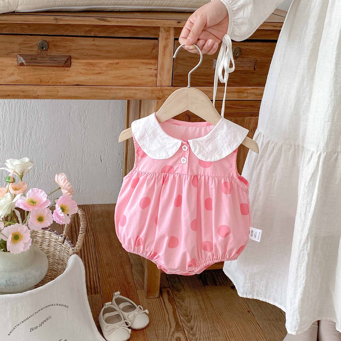 Summer Arrival Baby Girls Cute Cat and Polka Dots Pattern Sleeveless Onesies, MyKids-USA®, Baby One-Pieces, MyKids-USA - Size/Age - 66 (3-6M) - Color - Pink -  -  - TR2505062252-A