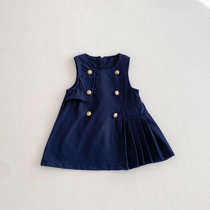 Spring and Autumn Kids Girls Solid Color Beige Long Sleeves Single Breasted Shirt or Preppy Dress Clothing Set, MyKids-USA®, Baby & Toddler Dresses, MyKids-USA - Size/Age - 90 (12-24M) - Color - Blue -  -  - TR2509142313-B