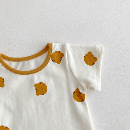 Summer Arrival Baby Boys and Girls Short Sleeves Tigers Pattern Crew Neck Bodysuit with Hat, MyKids-USA®, Baby & Toddler Outfits, MyKids-USA -  -  -  -  -  -  - .