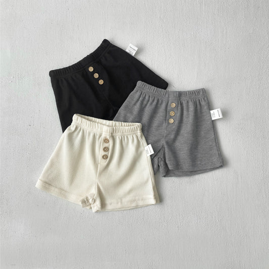 Summer Arrival Baby Kids Casual Style Solid Color Waffle Grid Shorts