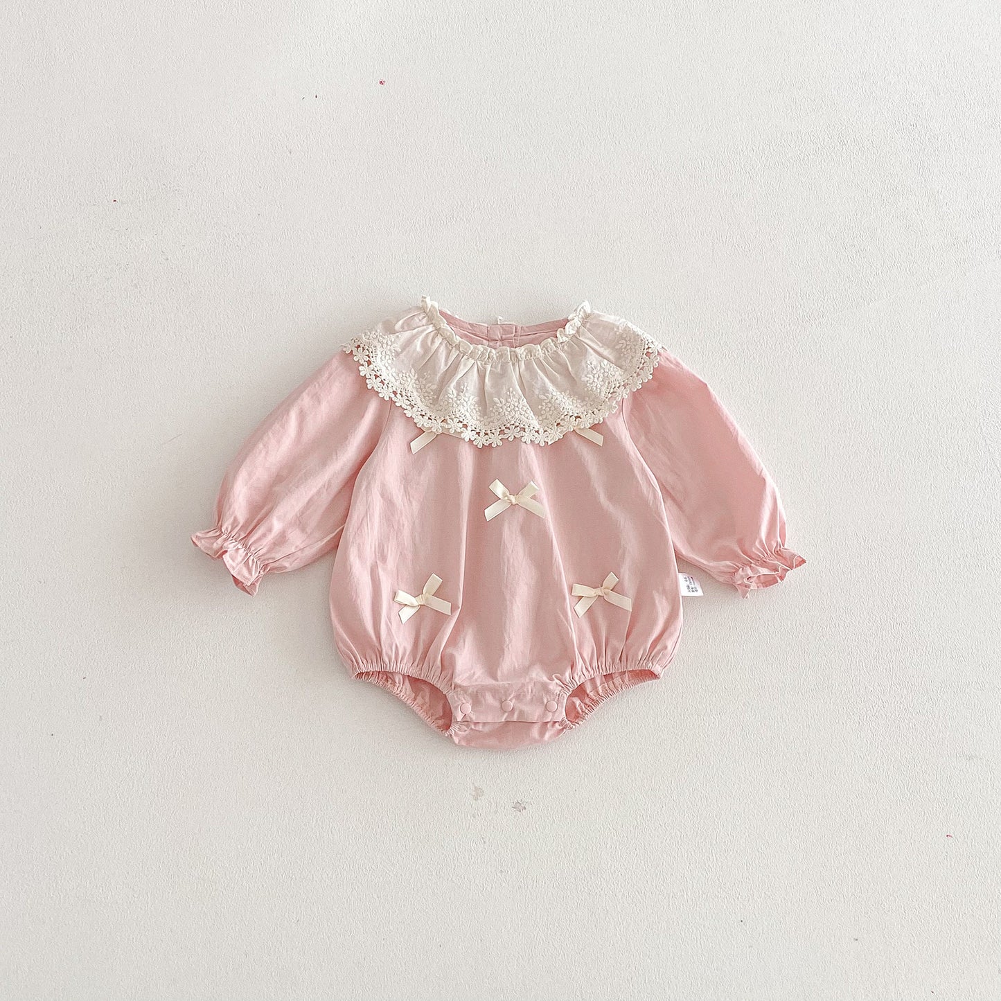Spring and Autumn Arrival Baby Girls Long Sleeves Cute Floral Collar Pink Bodysuit, MyKids-USA®, Baby One-Pieces, MyKids-USA - Size/Age - 66 (3-6M) - Color - Pink -  -  - TR2512242227-A.