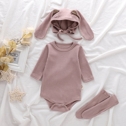 Autumn Arrival Baby Unisex Long Sleeves Solid Color Onesies with Hat and Socks, MyKids-USA®, Baby & Toddler Outfits, MyKids-USA - Size/Age - 66 (3-6M) - Color - Khaki -  -  - TR2509142343-A