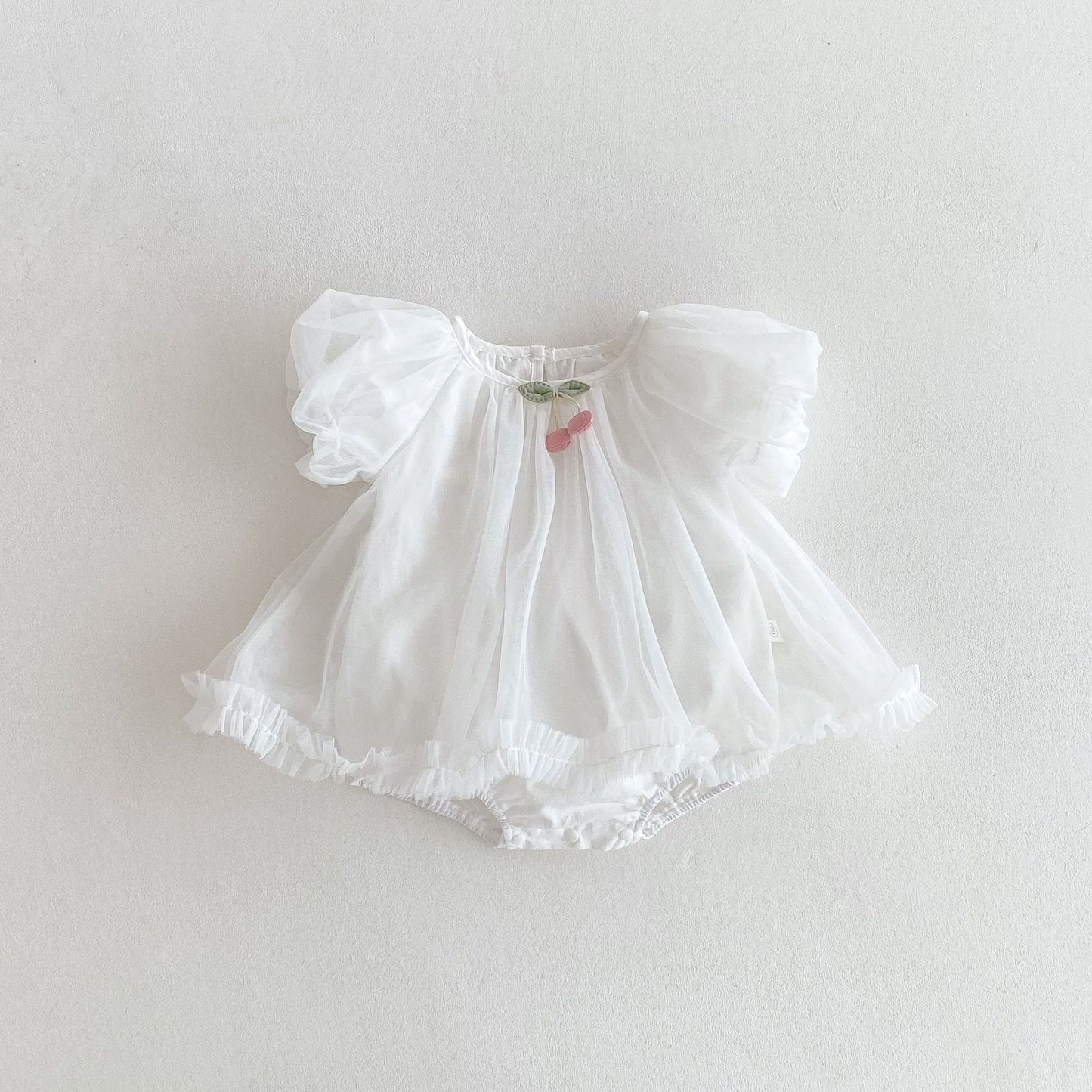 Summer Arrival Baby Girls Cute Short Sleeves Solid Color Tulle Design Onesies, MyKids-USA®, Baby One-Pieces, MyKids-USA - Size/Age - 66 (3-6M) - Color - White -  -  - TR2505122349-B