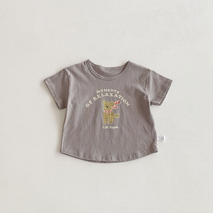 Summer Boys and Girls’ Cartoon and Letters Pattern T-shirt in European and American Style, MyKids-USA®, T-Shirts, MyKids-USA - Size/Age - 90 (12-24M) - Color - Grey -  -  - TR2603142359-C.