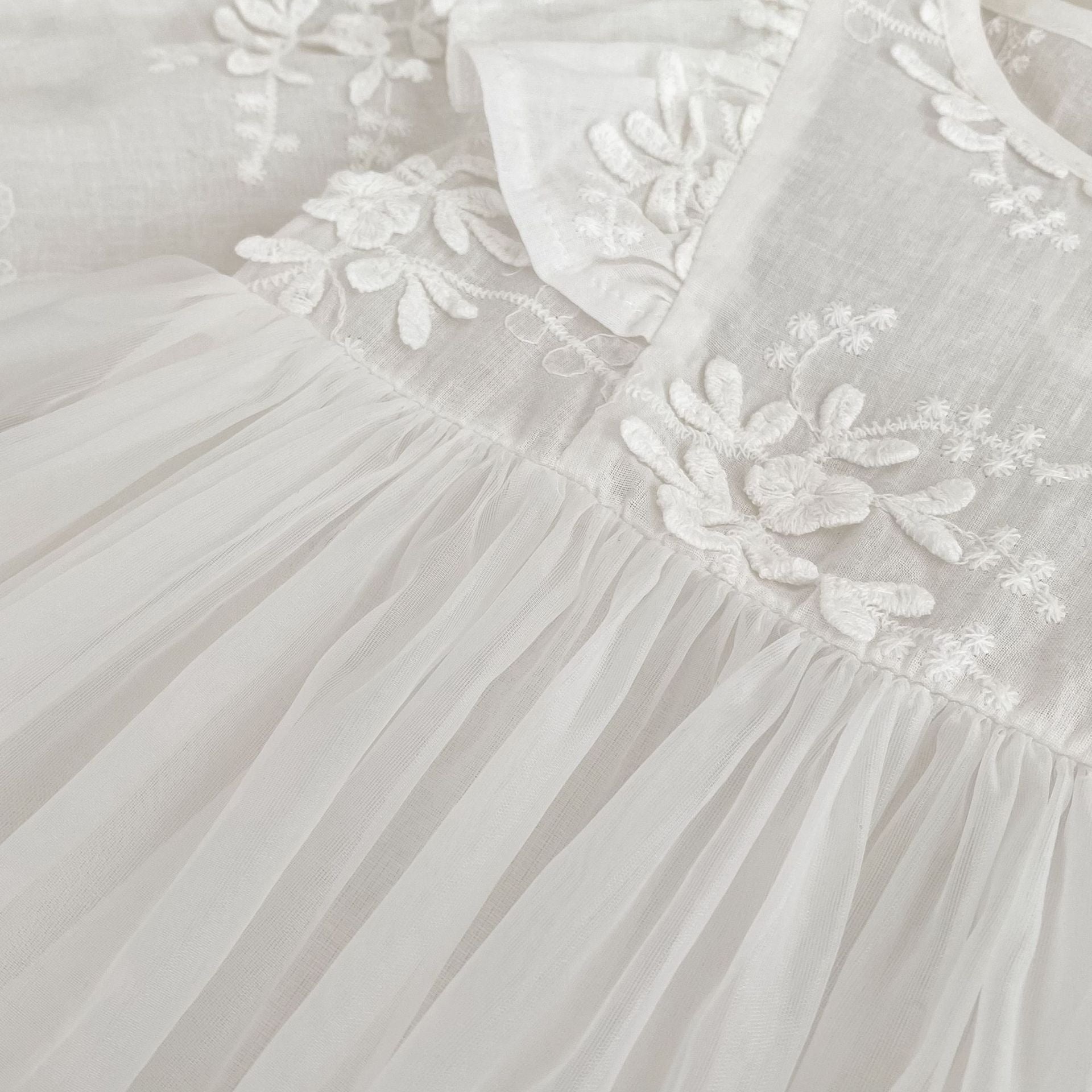 Baby Girls Solid Color Long Sleeves Flowers Pattern Tulle Onesies Dress, MyKids-USA®, Baby & Toddler Dresses, MyKids-USA -  -  -  -  -  -  - 