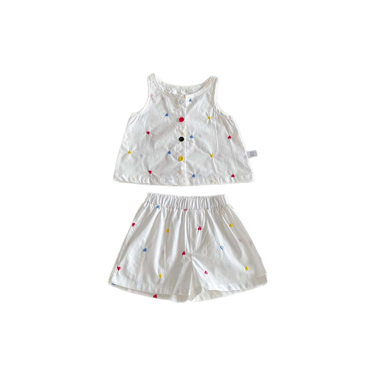 Summer Baby Kids Girls Sleeveless Hearts Embroidery Vest and Shorts Clothing Set, MyKids-USA®, Baby & Toddler Outfits, MyKids-USA -  -  -  -  -  -  - .