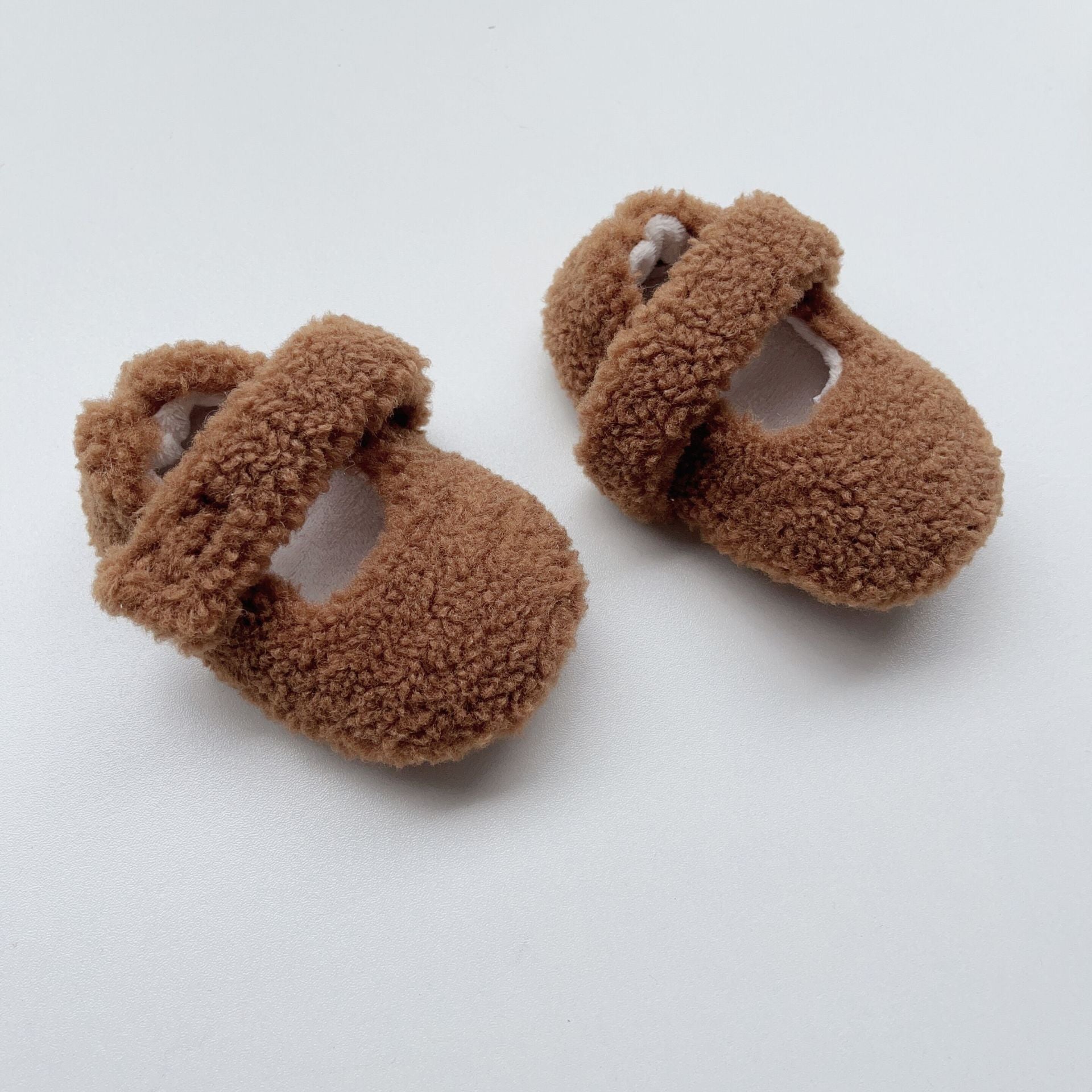 Infant Baby Solid Color Plush Warm Shoes In Winter, MyKids-USA®, Shoes, MyKids-USA - Size/Age - insole length 11.00 cm - Color - Brown -  -  - QQ2310121002-B.