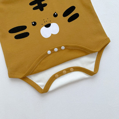 Autumn Arrival Baby Unisex Long Sleeves Cute Tiger Pattern Bodysuit