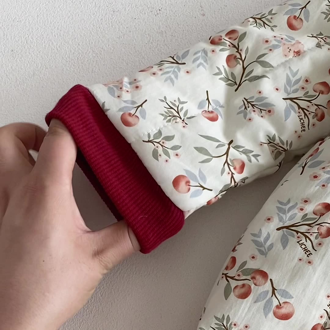 Winter Arrival Baby Girls Long Sleeves Floral Pattern Fleece-lined Warm Rompers, MyKids-USA®, Baby One-Pieces, MyKids-USA -  -  -  -  -  -  - 