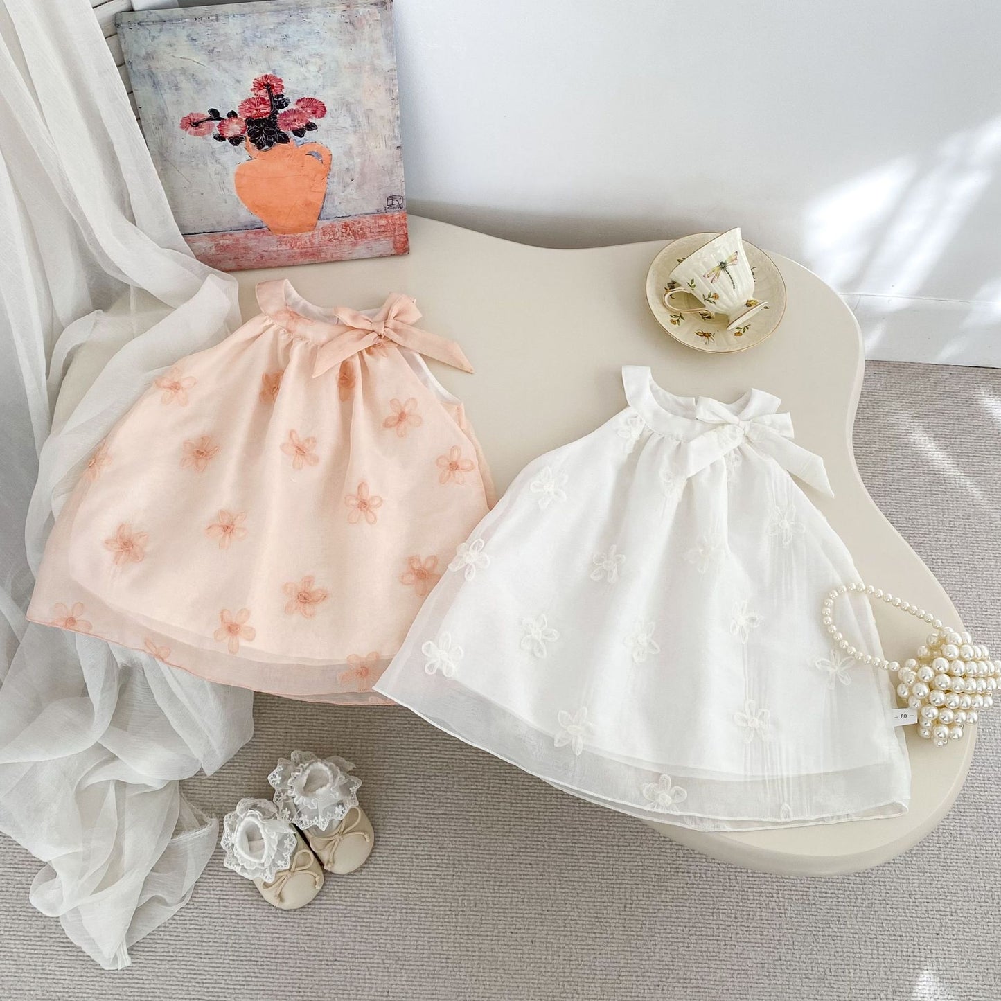 Summer Arrival Sleeveless Flowers Pattern Butterfly-bow Decorated Collar Dress for Stylish Girls, MyKids-USA®, Baby & Toddler Dresses, MyKids-USA -  -  -  -  -  -  - 