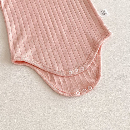 Summer Arrival Baby Girls Short Sleeves Solid Color Hollow-out Pattern Bodysuit with Collar, MyKids-USA®, Bodysuits, MyKids-USA -  -  -  -  -  -  - .