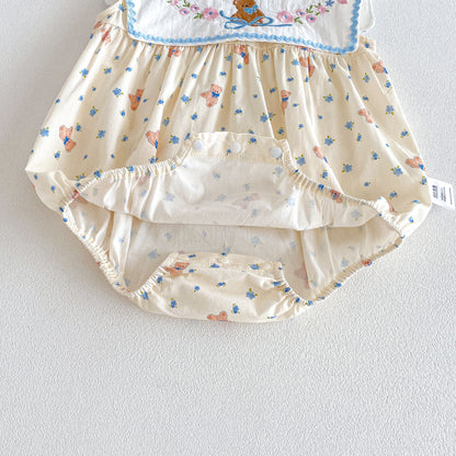 Design Summer Baby Kids Girls Sleeveless Teddy and Floral Pattern Bodysuit, MyKids-USA®, Baby & Children's One-Pieces, MyKids-USA -  -  -  -  -  -  - .