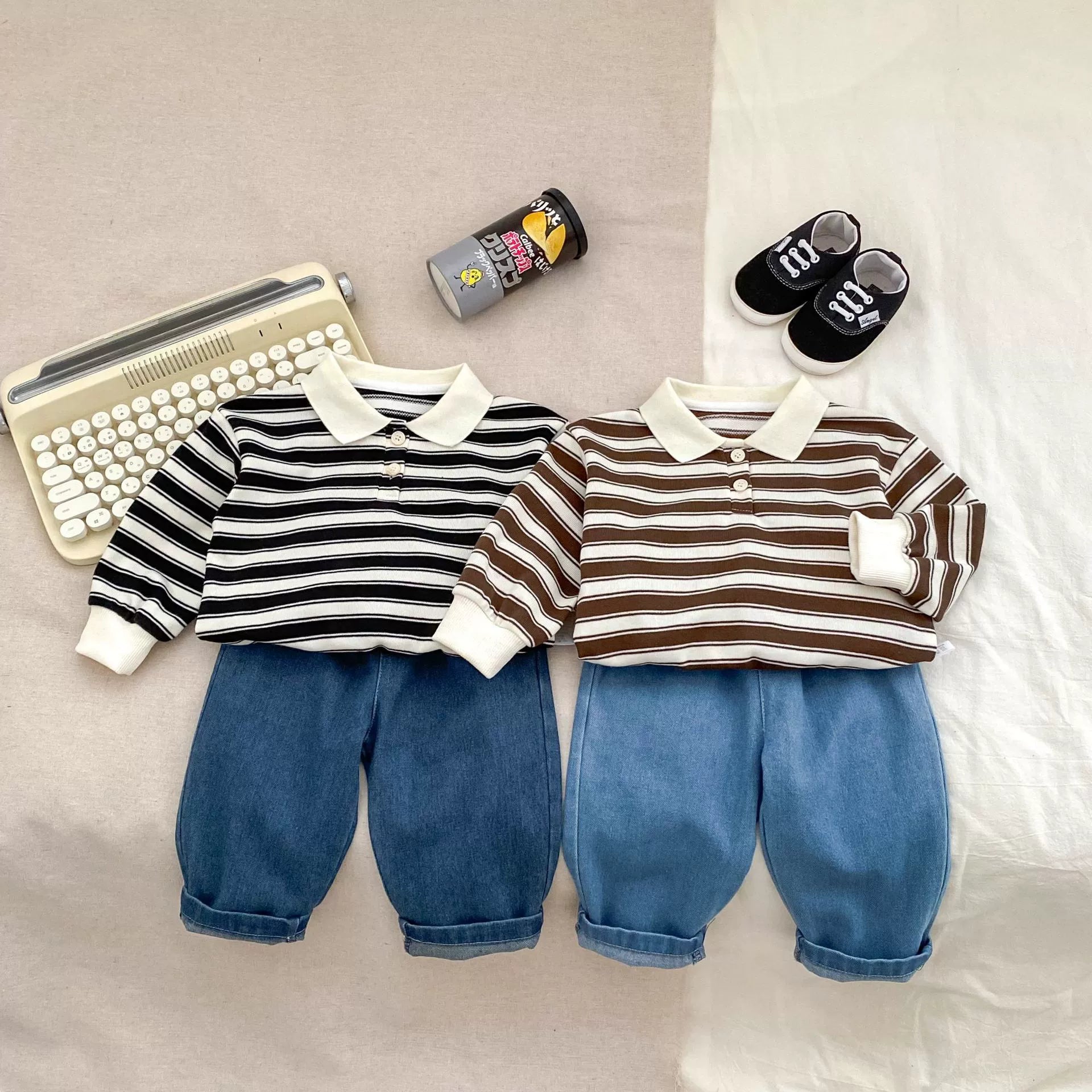 Spring and Autumn Baby Kids Unisex Striped Pattern Top Polo Shirt and Denim Pants Clothing Set, MyKids-USA®, Baby & Toddler Outfits, MyKids-USA -  -  -  -  -  -  - 
