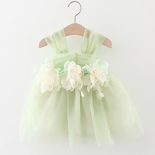 Daisy Print Mesh Dress for Baby Girls