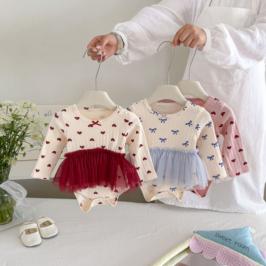 MyKids-USA® Baby Girls Long Sleeves Cute Color Patchwork Bodysuit