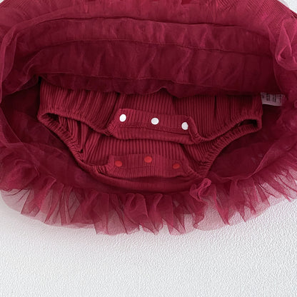 Spring Arrival Baby Girls Long Sleeves Tulle Decorated Plain Onesies Dress, MyKids-USA®, Baby & Toddler Dresses, MyKids-USA -  -  -  -  -  -  - .