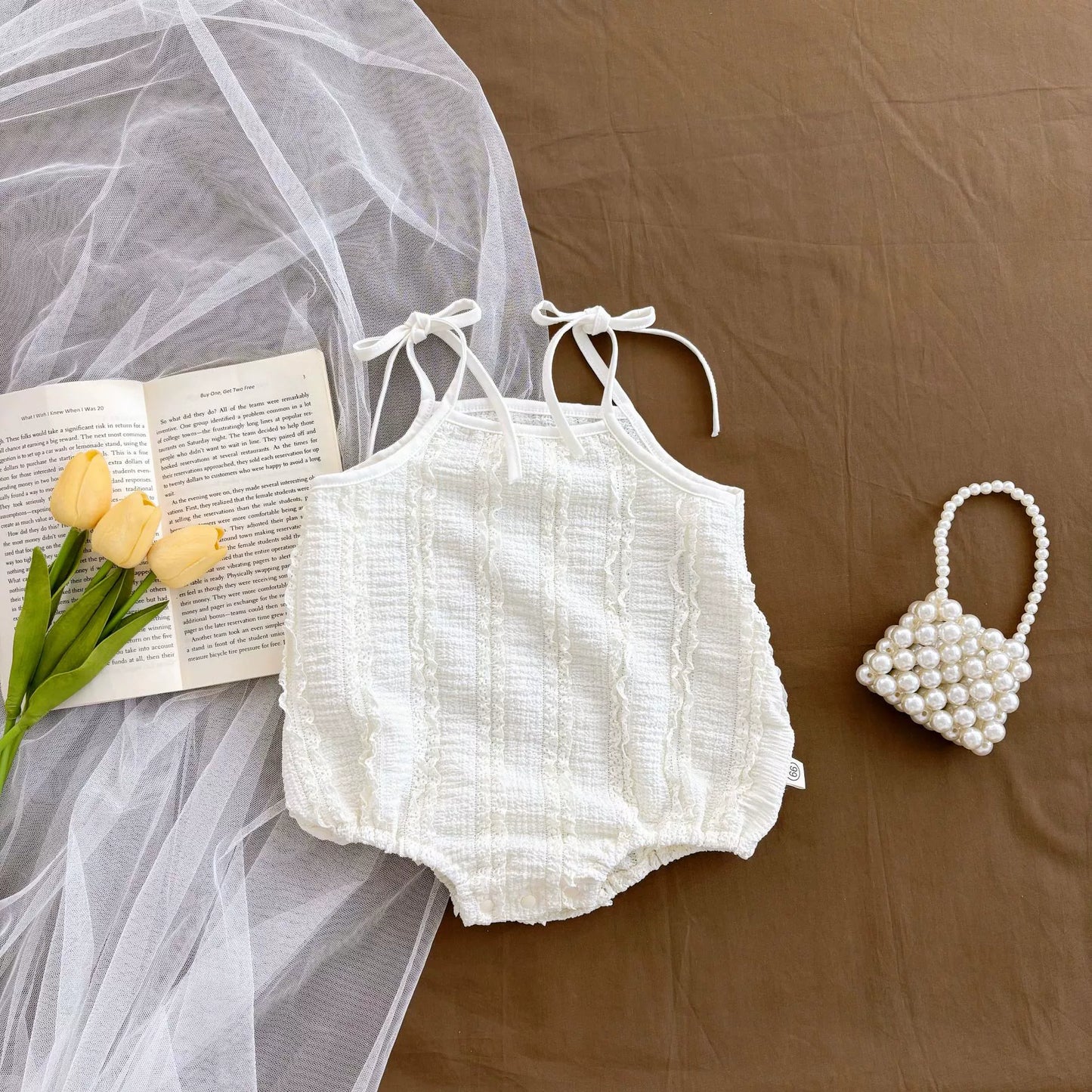 Summer Arrival Baby Girls Sleeveless Solid Color Striepd Pattern Strap Onesies, MyKids-USA®, Baby One-Pieces, MyKids-USA - Size/Age - 66 (3-6M) - Color - White -  -  - TR2506072012-A