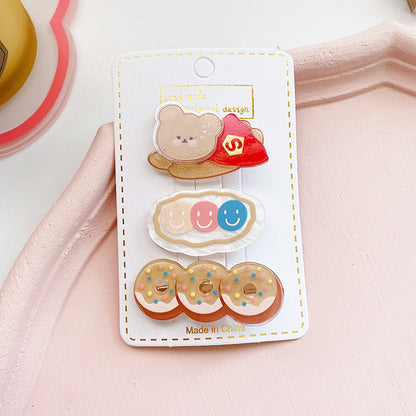 Children’s Cute Acrylic Small Animal Girl Heart Side Hairpin Hair Clips, MyKids-USA®, Hair Pins, Claws & Clips, MyKids-USA - Size/Age - Average Size (0-12Y） - Color - Brown -  -  - JM2211262005-C