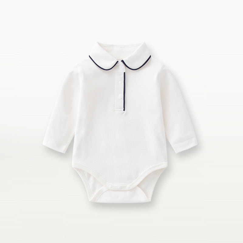 Autumn Arrival Baby Boys Long Sleeves Turn-down Collar Bodysuit
