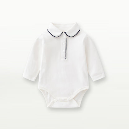 Autumn Arrival Baby Boys Long Sleeves Turn-down Collar Bodysuit
