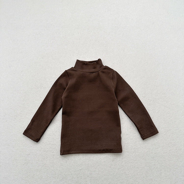 Unisex Baby Kids Stretch Solid Long Sleeve Sweatshirt – Versatile Children’s Fall/Winter Top With Half Turtleneck And Brushed Inner Layer