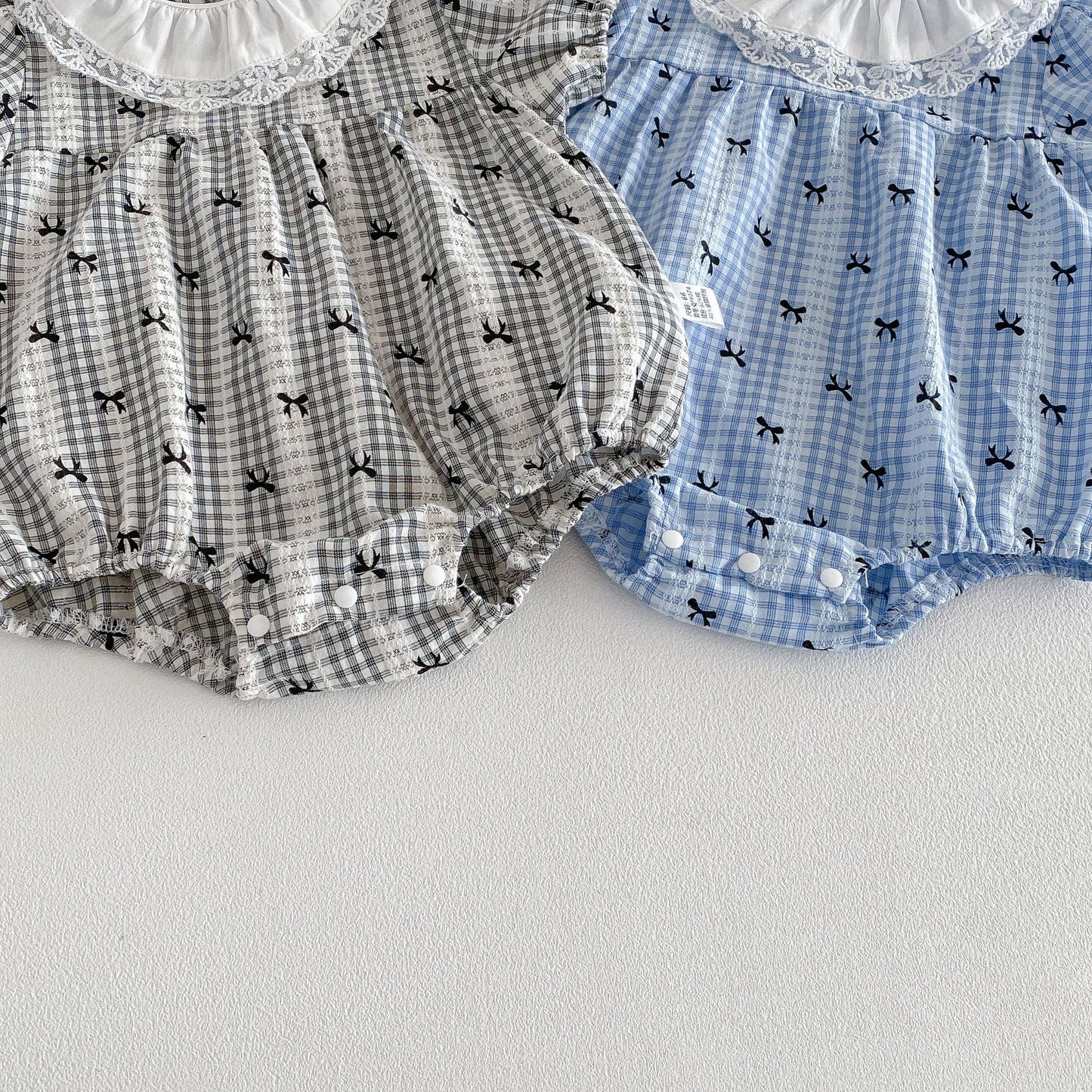 Summer Arrival Baby Girls Short Sleeves Plaid Pattern Vintage Bodysuit, MyKids-USA®, Baby One-Pieces, MyKids-USA -  -  -  -  -  -  - .