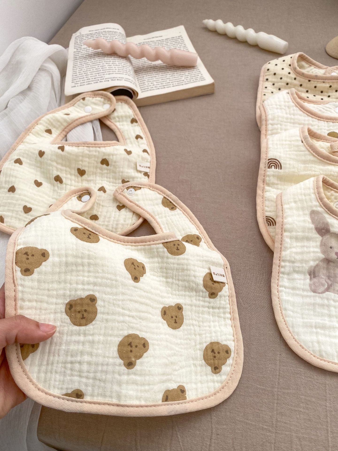 Adorable Cartoon U-Shaped Cotton Drool Cloth Muslin Bib, MyKids-USA®, Bibs, MyKids-USA - Size/Age - S (0-1Y) - Color - Coffee -  -  - TR2403081717-D