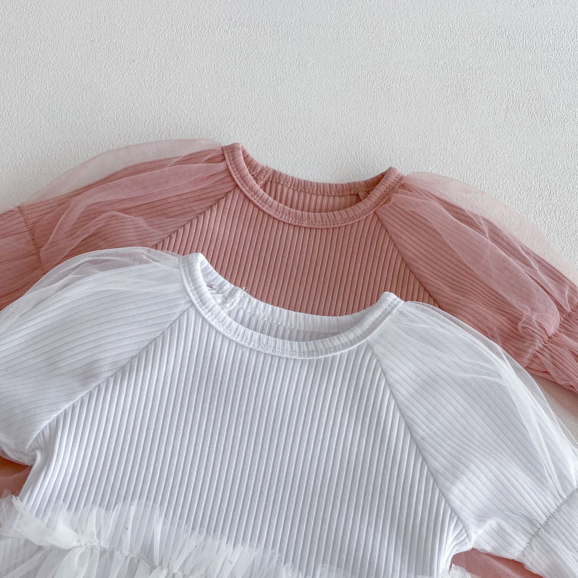 Autumn Arrival Baby Girls Long Sleeves Tulle Patchwork Solid Color Onesies, MyKids-USA®, Baby One-Pieces, MyKids-USA -  -  -  -  -  -  - 