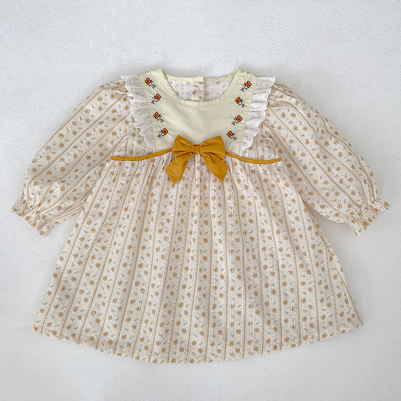 Arrival Spring and Autumn Flowers Pattern Baby Kids Girls Onesies and Dress – Princess Sister Matching Set, MyKids-USA®, Baby & Toddler Outfits, MyKids-USA - Size/Age - 66 (3-6M) - Color - Yellow -  -  - TR2602232109-D.