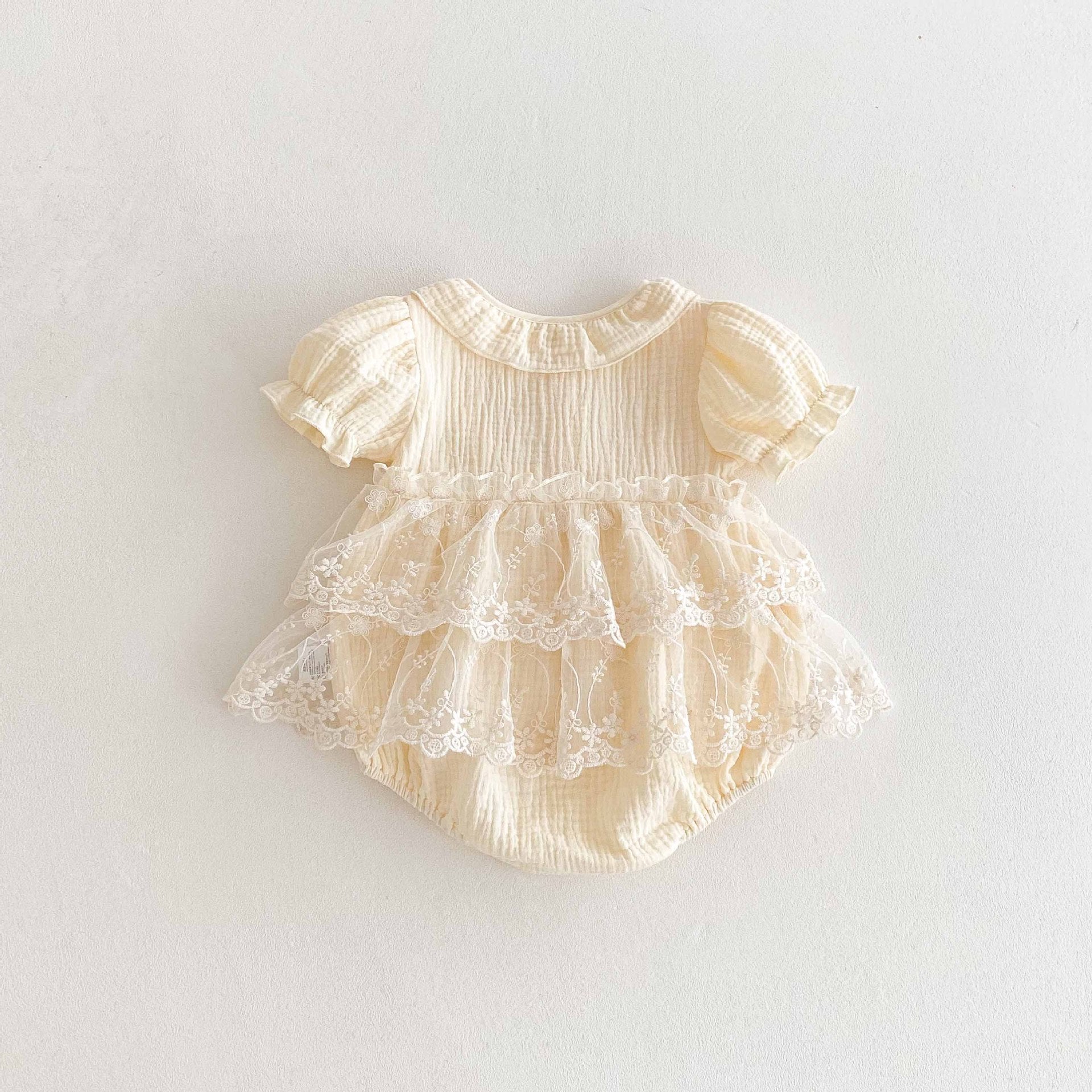 Summer Arrival Baby Girls Cute Solid Color Floral Embroidery Tulle Patchwork Short Sleeves Dress Design Onesies, MyKids-USA®, Baby One-Pieces, MyKids-USA -  -  -  -  -  -  - 