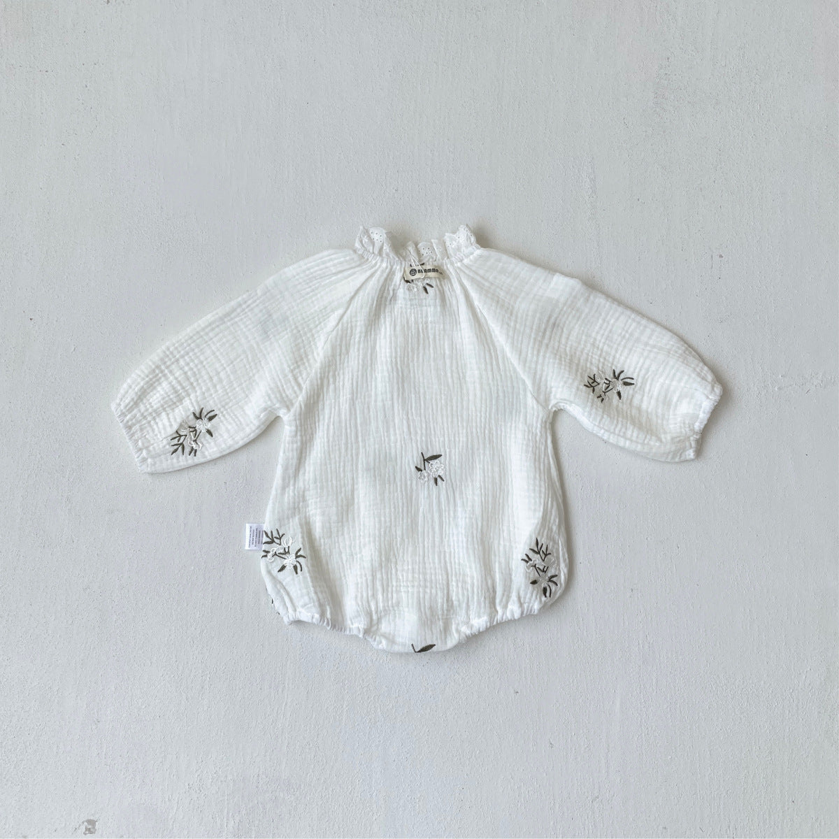 Summer and Spring Arrival Baby Girls Long Sleeves Lace Trim Collar Floral Bodysuit