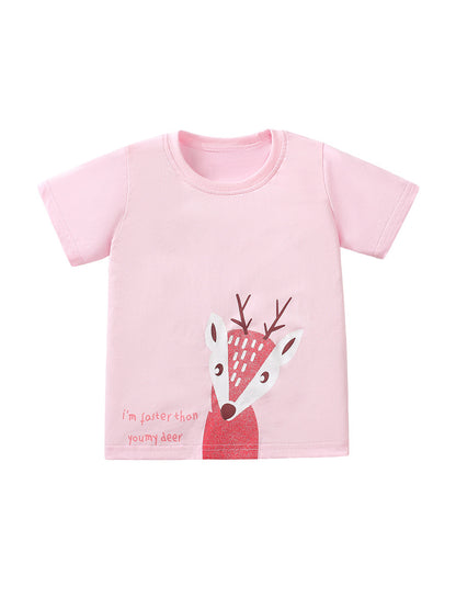 Girls’ Animals Print T-Shirt In European And American Style For Summer