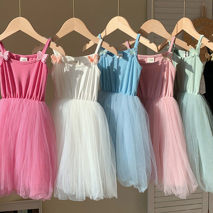 Summer Kids Girls Cute Design Solid Color Sleeveless Chiffon Butterfly Strap Dress, MyKids-USA®, Baby & Toddler Dresses, MyKids-USA -  -  -  -  -  -  - .