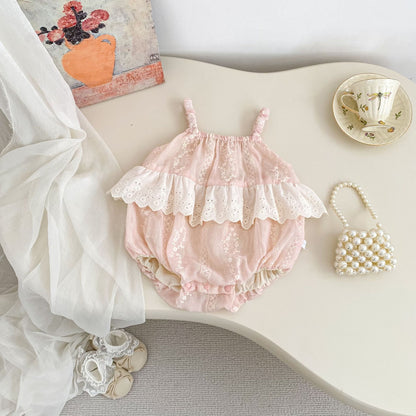 Summer Arrival Baby Girls Sleeveless Flowers Embroidered Pattern Bodysuit, MyKids-USA®, Baby & Children's One-Pieces, MyKids-USA - Size/Age - 66 (3-6M) - Color - Pink -  -  - TR2605172356-A.