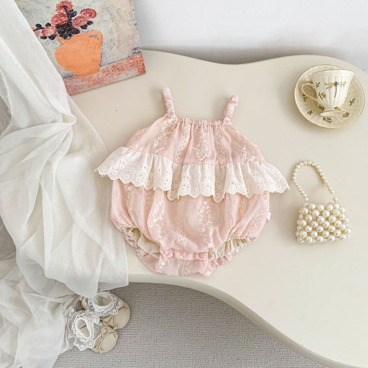 Summer Arrival Baby Girls Sleeveless Flowers Embroidered Pattern Bodysuit, MyKids-USA®, Baby & Children's One-Pieces, MyKids-USA - Size/Age - 66 (3-6M) - Color - Pink -  -  - TR2605172356-A.