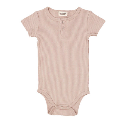 Summer Hot Selling Baby Unisex Thin Plain Solid Color Short Sleeves Onesies And Rompers