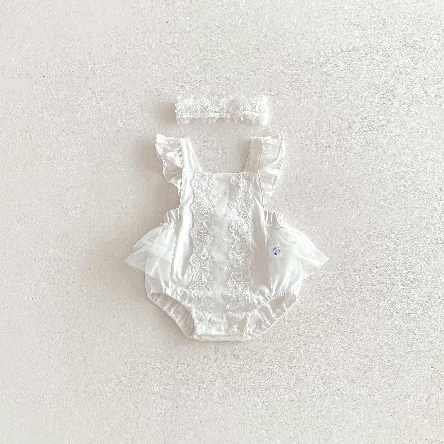 Summer Arrival Baby Girls Sleeveless Flowers Lace Embroidered Pattern Strap Bodysuit, MyKids-USA®, Bodysuits, MyKids-USA - Size/Age - 66 (3-6M) - Color - Beige -  -  - TR2603161801-A.