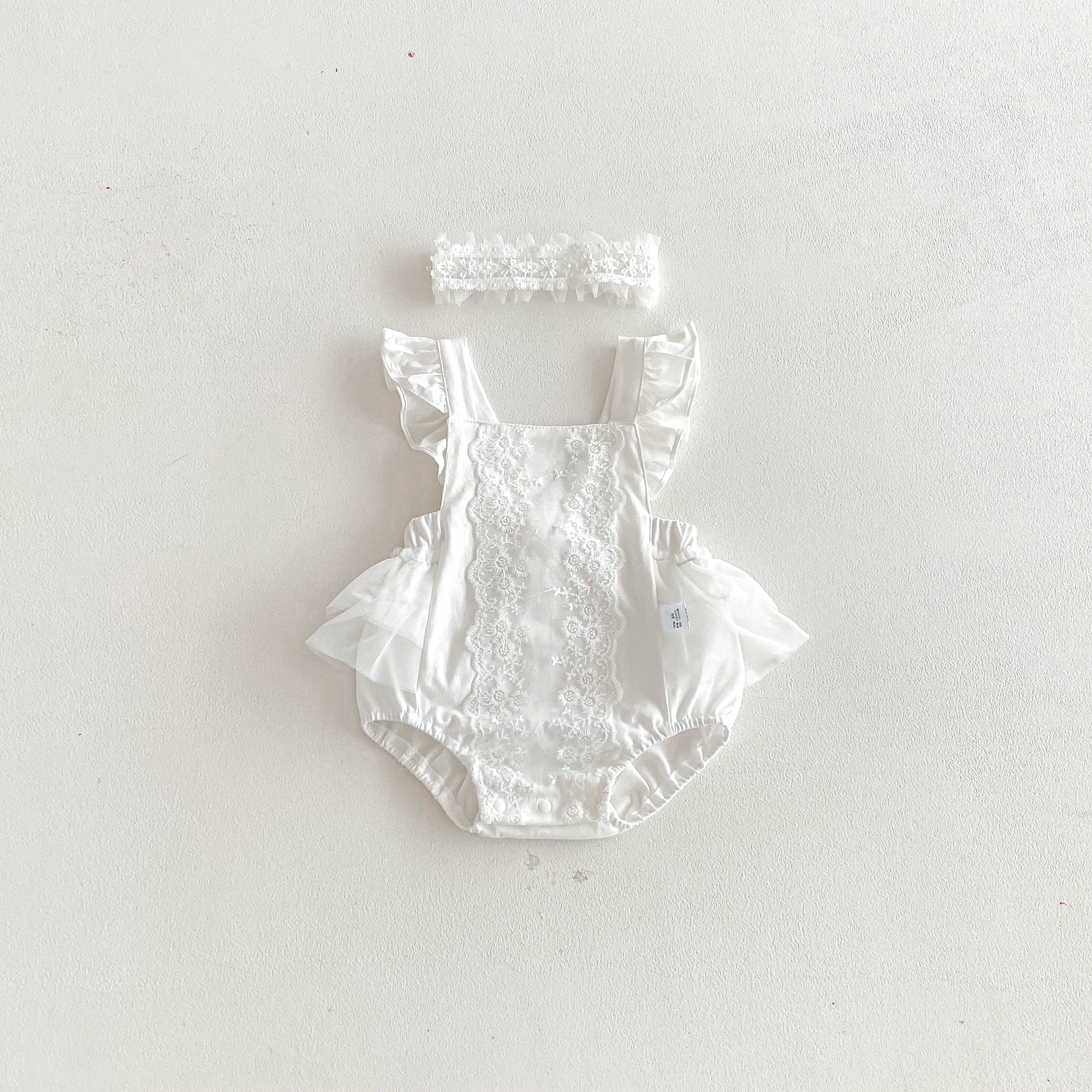 Summer Arrival Baby Girls Sleeveless Flowers Lace Embroidered Pattern Strap Bodysuit, MyKids-USA®, Bodysuits, MyKids-USA - Size/Age - 66 (3-6M) - Color - Beige -  -  - TR2603161801-A.