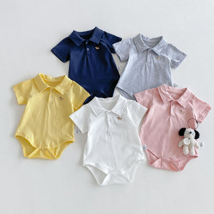 Summer Arrival Baby Boys Short Sleeves Turn-down Collar Puppy Pattern Bodysuit, MyKids-USA®, Baby & Children's One-Pieces, MyKids-USA -  -  -  -  -  -  - .