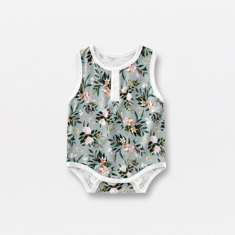 Summer Arrival Baby Sleeveless Floral and Animals Pattern Bodysuits, MyKids-USA®, Baby & Children's One-Pieces, MyKids-USA - Size/Age - 59 (0-3M) - Color - Green -  -  - TR2605182214-C.
