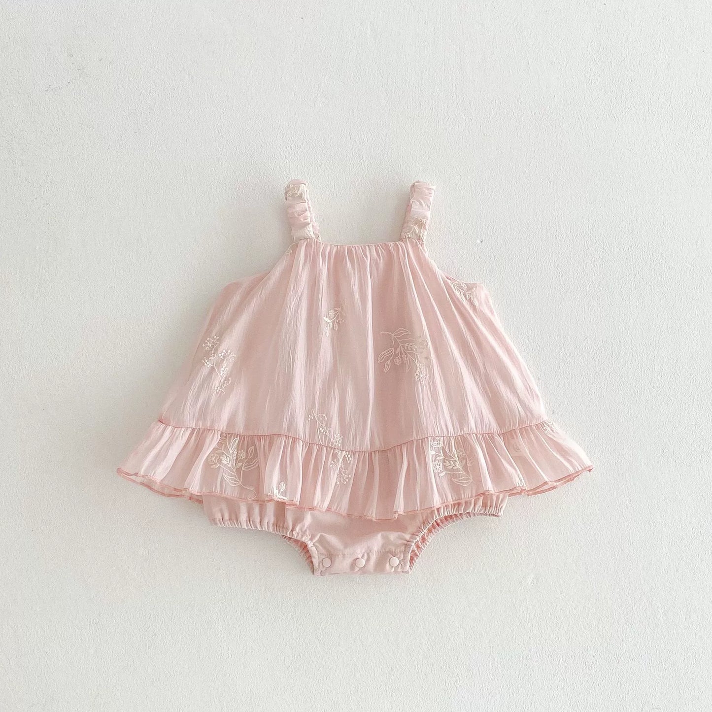 Summer Arrival Baby Girls Cute Pink Short Sleeves Flowers Embroidered Onesies, MyKids-USA®, Baby One-Pieces, MyKids-USA -  -  -  -  -  -  - 