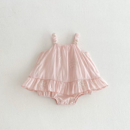 Summer Arrival Baby Girls Cute Pink Short Sleeves Flowers Embroidered Onesies, MyKids-USA®, Baby One-Pieces, MyKids-USA -  -  -  -  -  -  - 