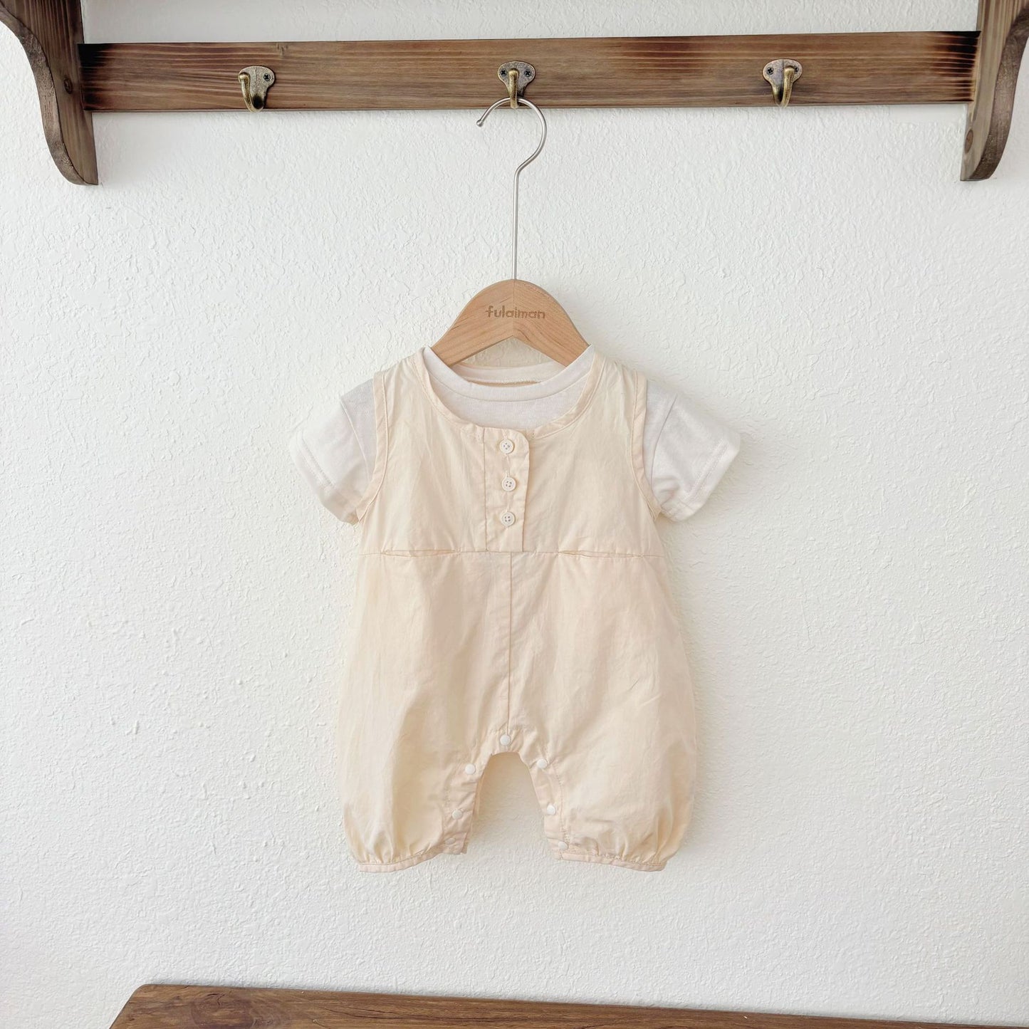 Summer Baby Kids Casual Solid Color Sleeveless Top T-shirt with Sleeveless Rompers Clothing Set for Boys, MyKids-USA®, Baby & Toddler Outfits, MyKids-USA - SIze/Age - 66 (3-6M) - Color - Beige -  -  - TR2505081720-A