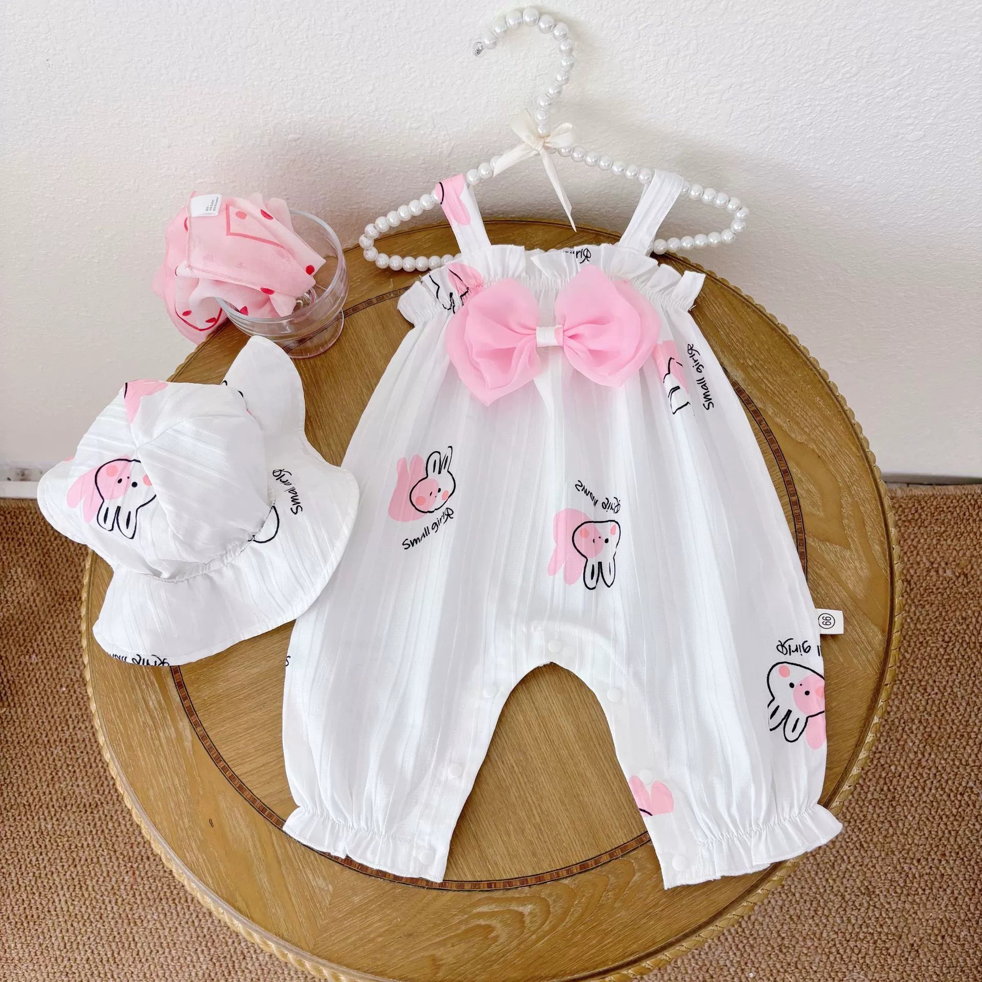 Summer Arrival Baby Girls Cartoon Rabbits Pattern Sleeveless Rompers with Hat, MyKids-USA®, Baby One-Pieces, MyKids-USA -  -  -  -  -  -  - 