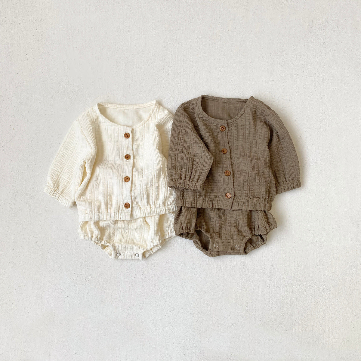 MyKids-USA® Spring and Autumn Baby Kids Long Sleeves Solid Color Striped Shirt and Shorts Clothing Set