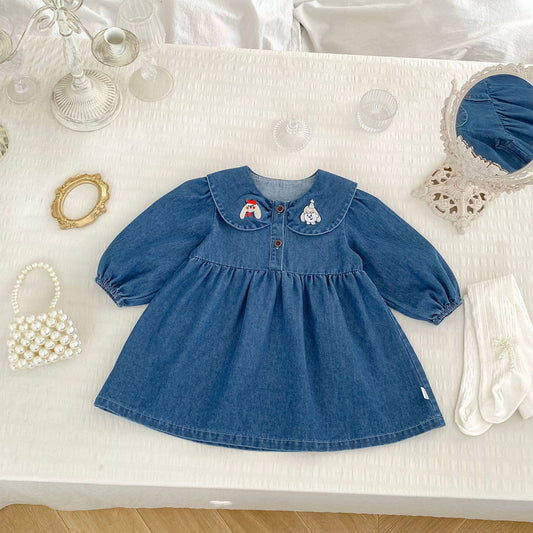 Arrival Spring and Autumn Baby Kids Girls Peter Pan Collar Denim Onesies and Dress – Princess Sister Matching Set, MyKids-USA®, Baby & Toddler Outfits, MyKids-USA - Size/Age - 66 (3-6M) - Color - Navy Blue (Dark Blue) -  -  - TR2601142326-B.