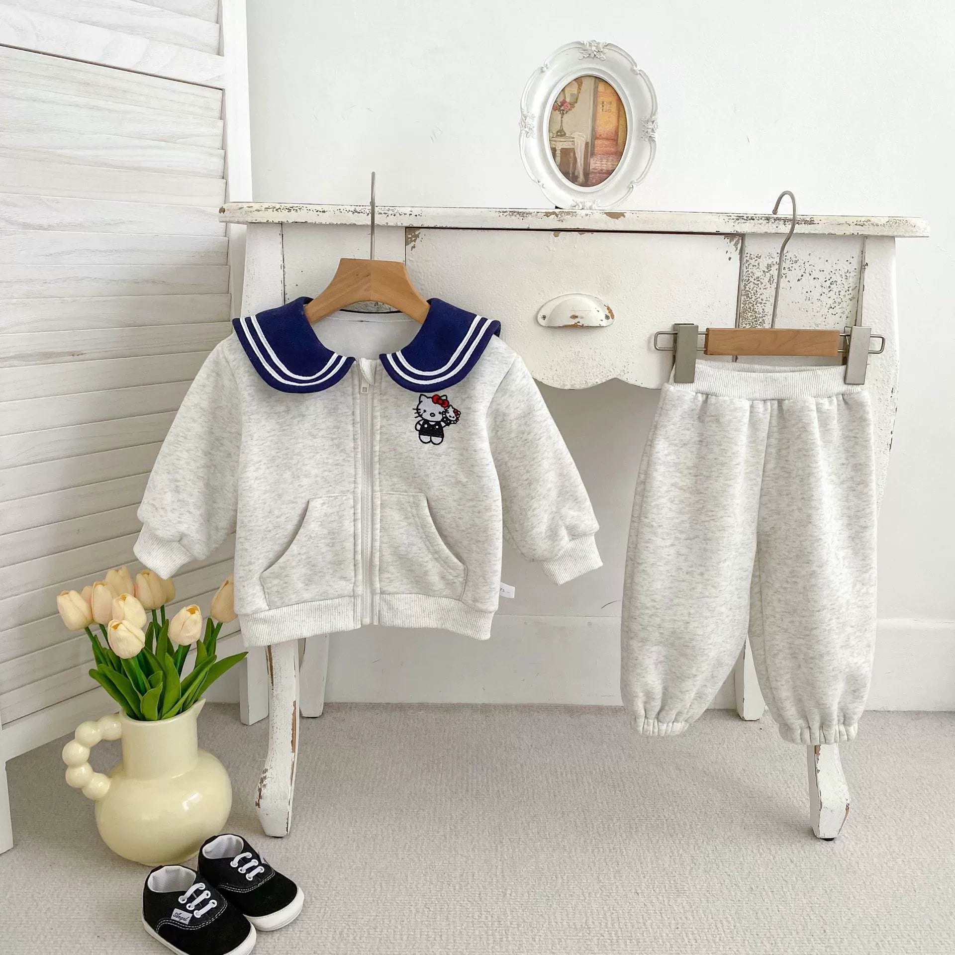 Spring and Autumn Baby Kids Girls Cartoon Pattern Preppy Coat and Solid Color Pants Clothing Set, MyKids-USA®, Baby & Toddler Outfits, MyKids-USA - Size/Age - 73 (6-9M) - Color - Beige -  -  - TR2509102235-A