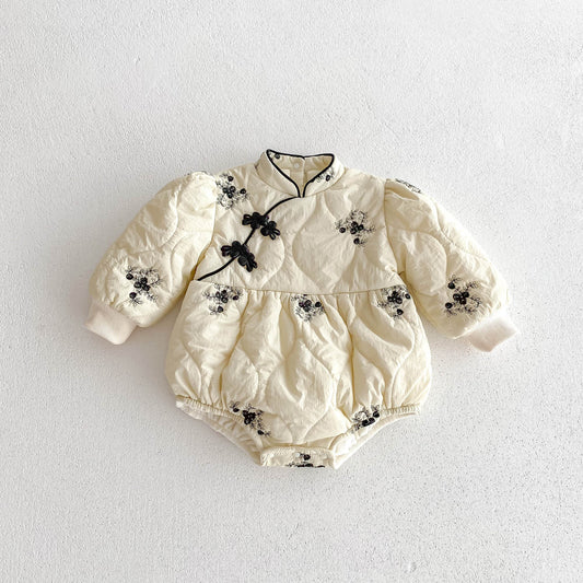 Infant Baby Girl Jacquard Embroidery Thick Warm Long Sleeve One Piece In Winter, MyKids-USA®, Baby One-Pieces, MyKids-USA - Size/Age - 66 (3-6M) - Color - Apricot -  -  - QQ2310130955-A