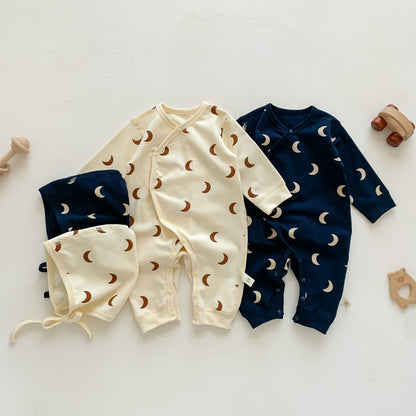 Autumn Arrival Baby Unisex Long Sleeves Moons Pattern Rompers with Hat, MyKids-USA®, Baby One-Pieces, MyKids-USA -  -  -  -  -  -  - 