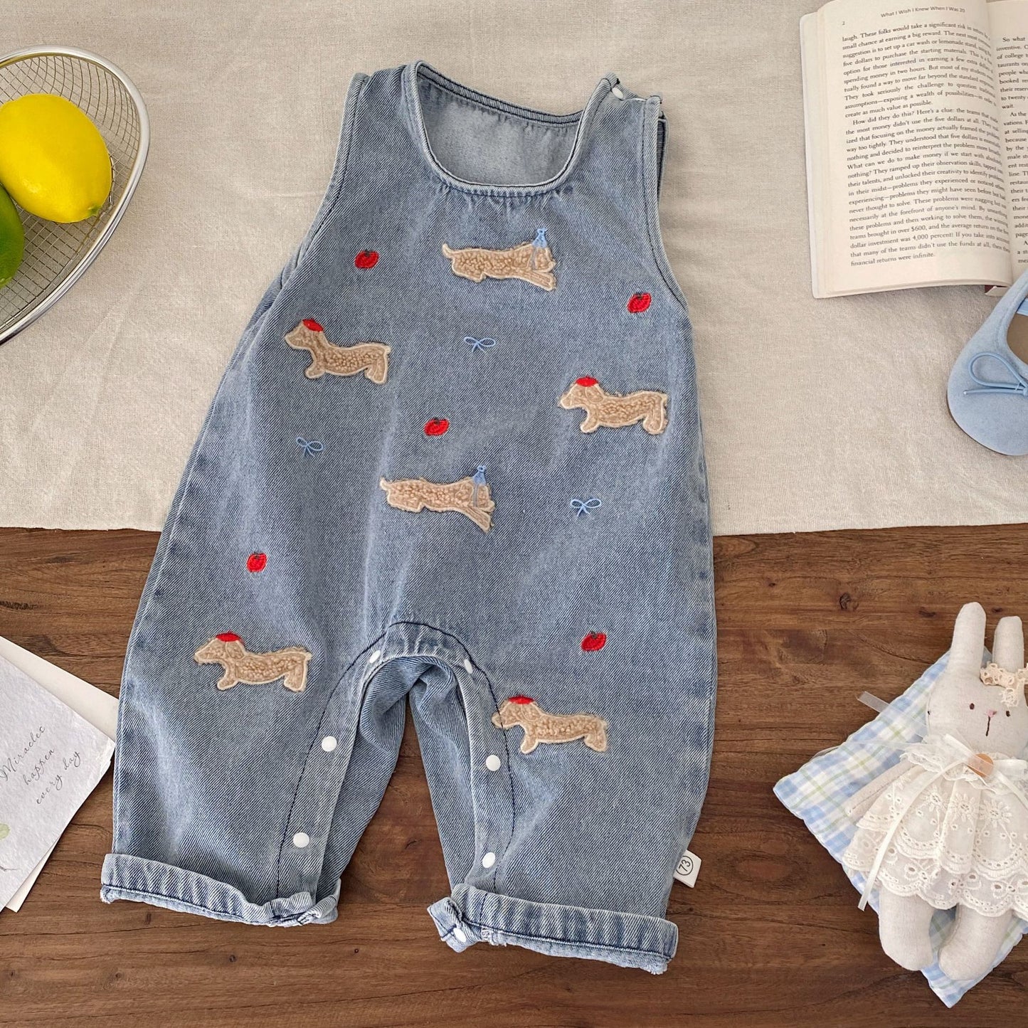 Spring and Autumn Baby Kids Girls Long Sleeves Cartoon Pattern Top and Denim Sleeveless Rompers Clothing Set, MyKids-USA®, Baby & Toddler Outfits, MyKids-USA -  -  -  -  -  -  - .